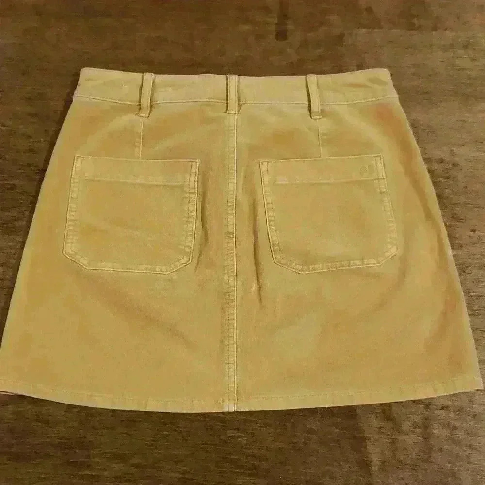 American Eagle Outfitters Mustard Yellow Corduroy Fall Fashion Stretch Skirt 4 - Picture 6 of 7